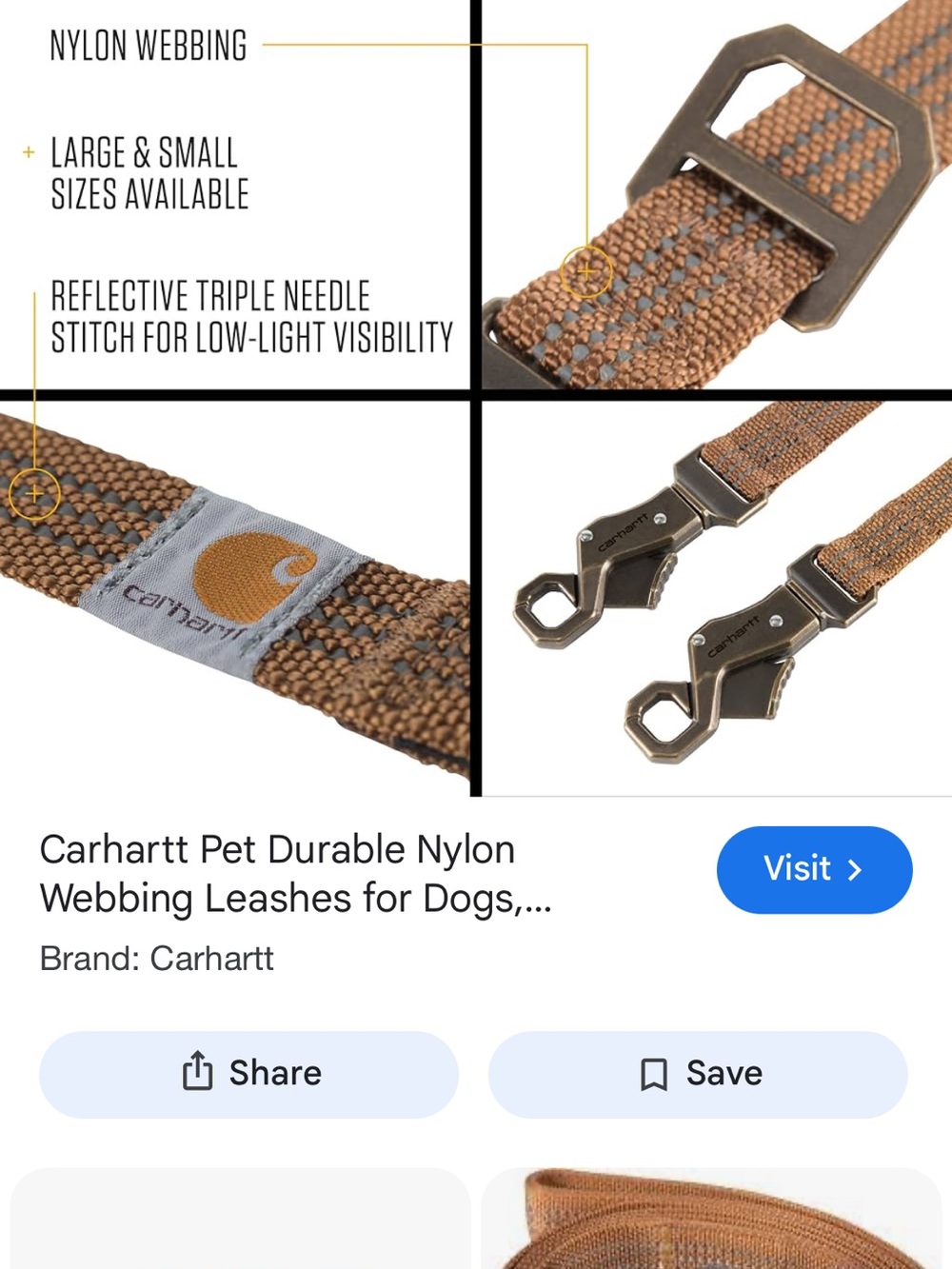 Carhartt Brown Elastic Webbing Belt Bag Strap